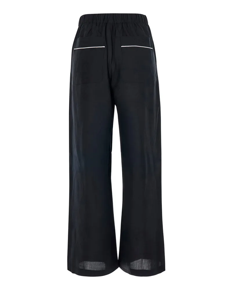 Totême Women's Trousers Piped Silk Black Black
