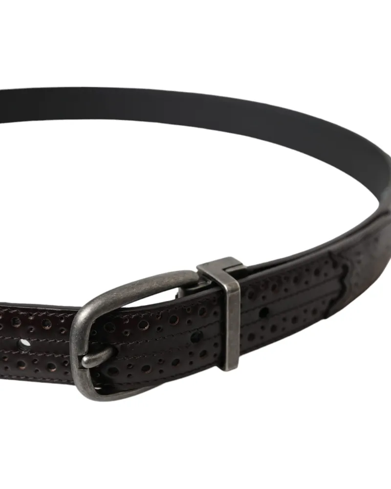 Dolce & Gabbana Perforated Leather Belt — Brown Brown