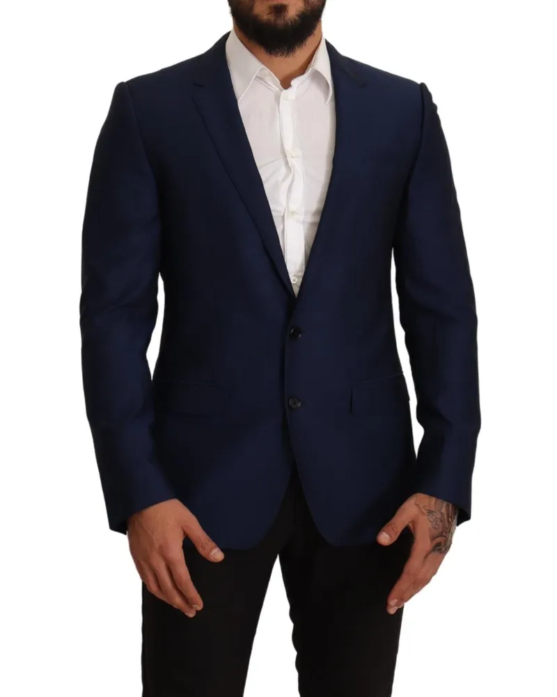 Dolce & Gabbana Men's Navy Blue Slim Fit Jacket Martini Blazer Light Virgin Wool Clothing Navy