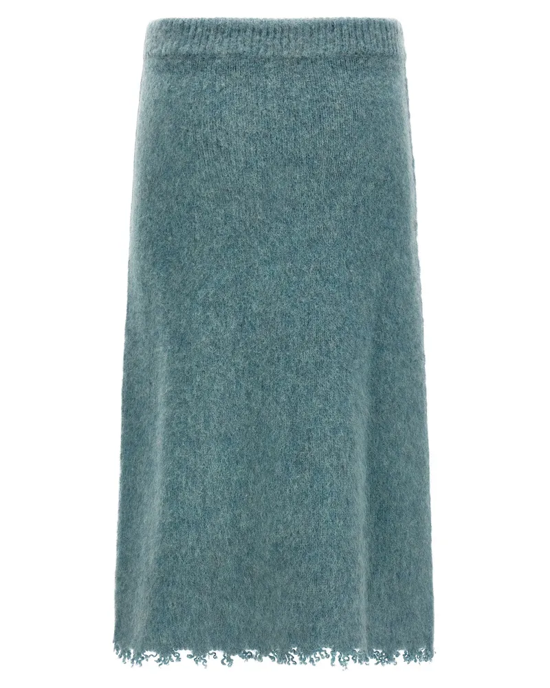 Jil Sander Brushed Shetland Wool Knit Skirt — teal Teal