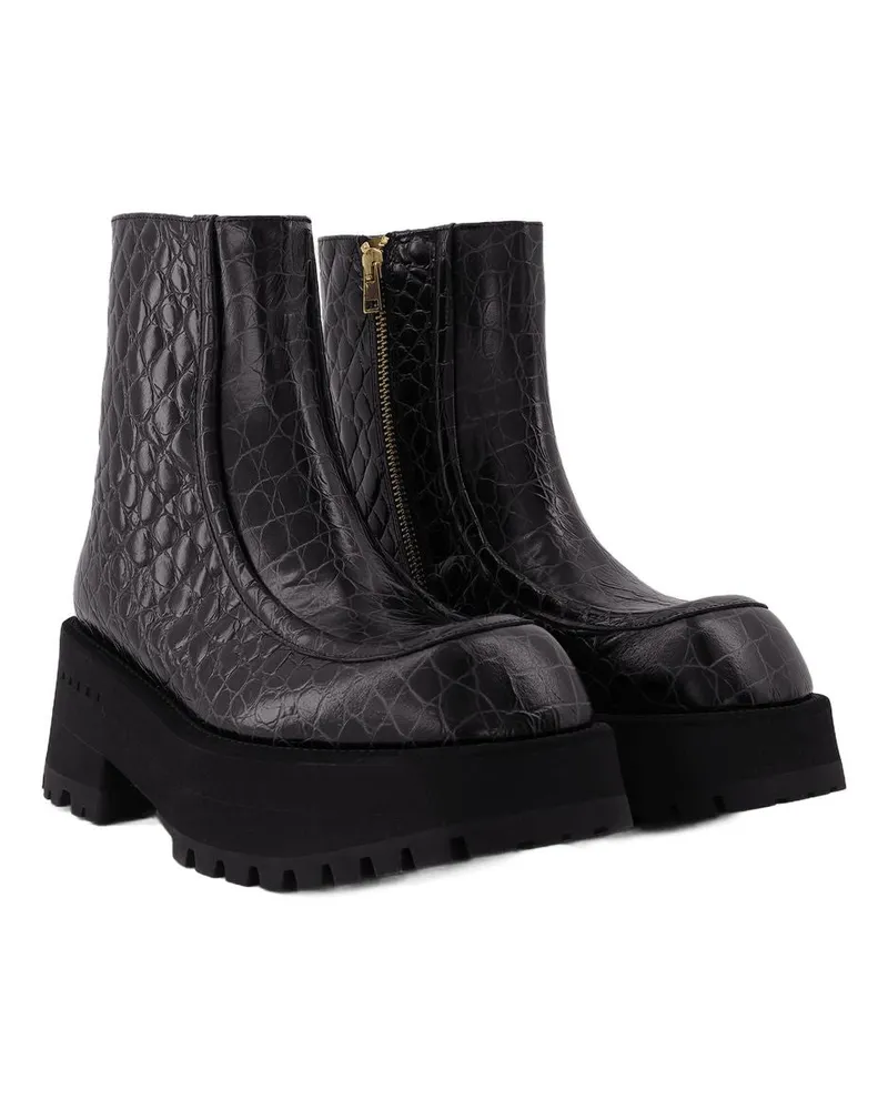 Marni Women's Crocodile-Embossed Leather Boot Black Black