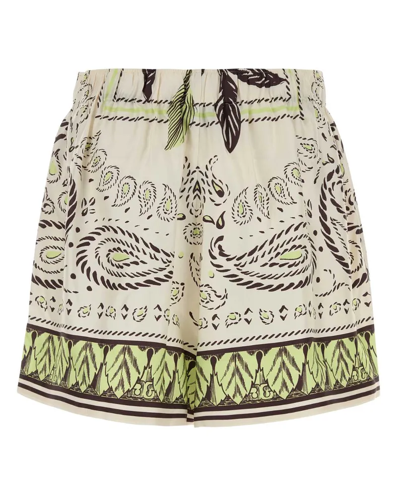 Tory Burch Women's Printed Silk Shorts Mintcockatoo Pocket Bag Beige