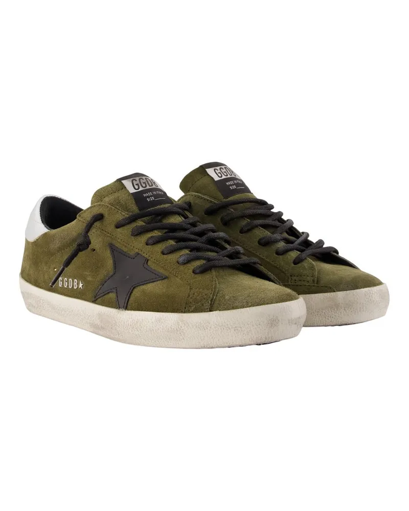 Golden Goose Men's Super Star Sneakers -  Leather Khaki Calfskin Shoes Khaki