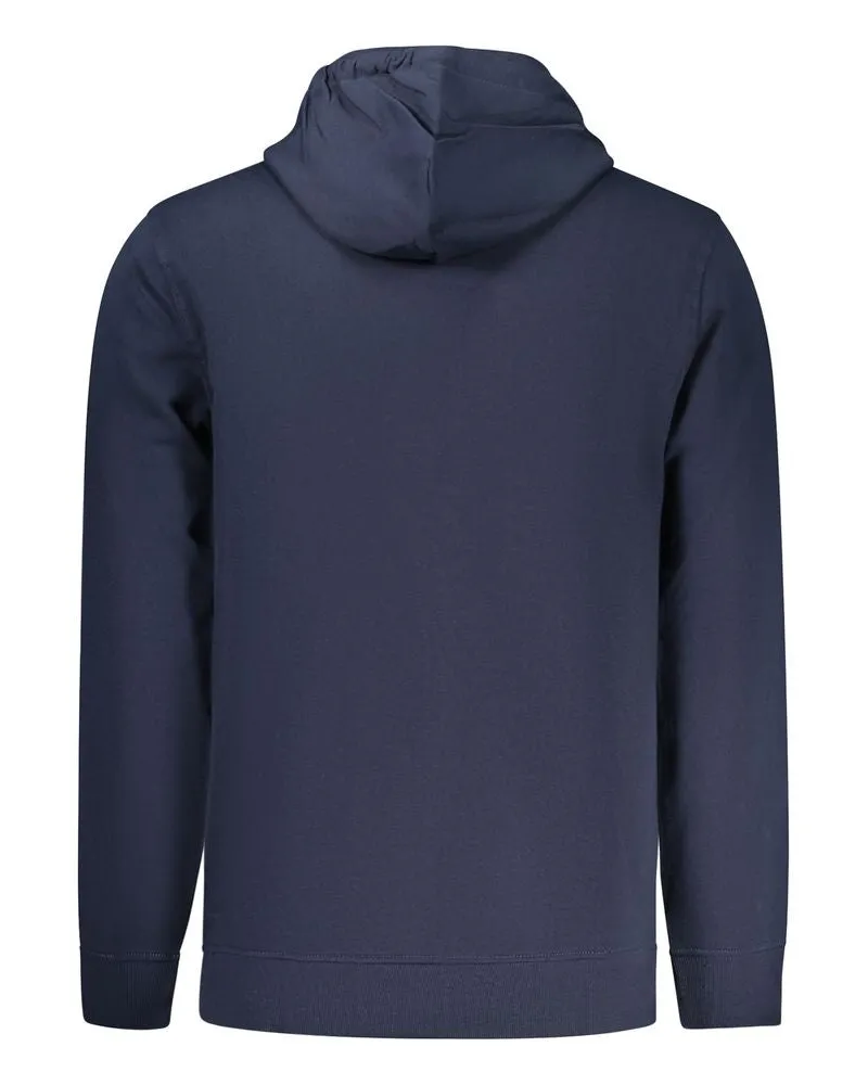 Tommy Hilfiger Logo-Embroidered Cotton Hoodie — Blue Blue
