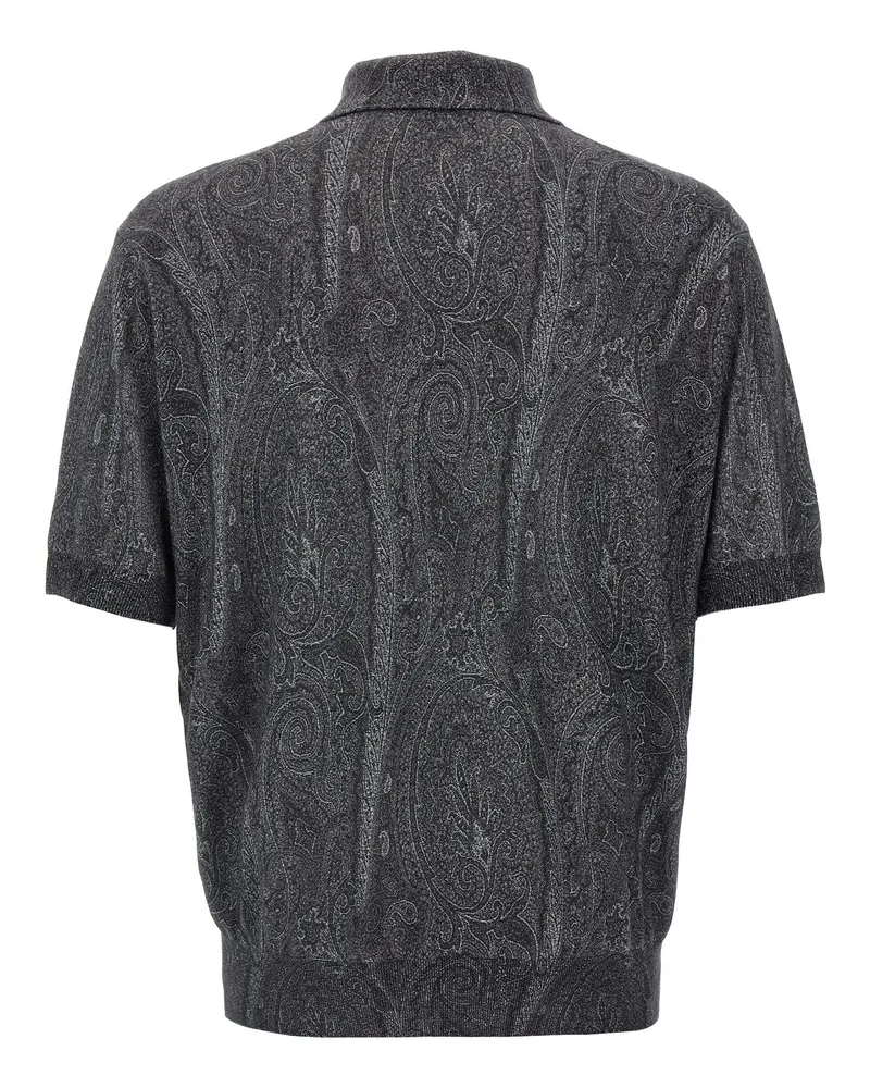 Etro Men's Multicolor Silk Polo Shirt Gray