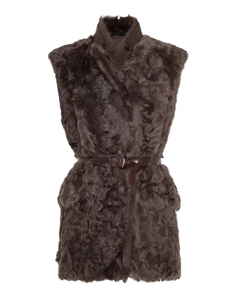 Brunello Cucinelli Shearling Vest — Brown Brown