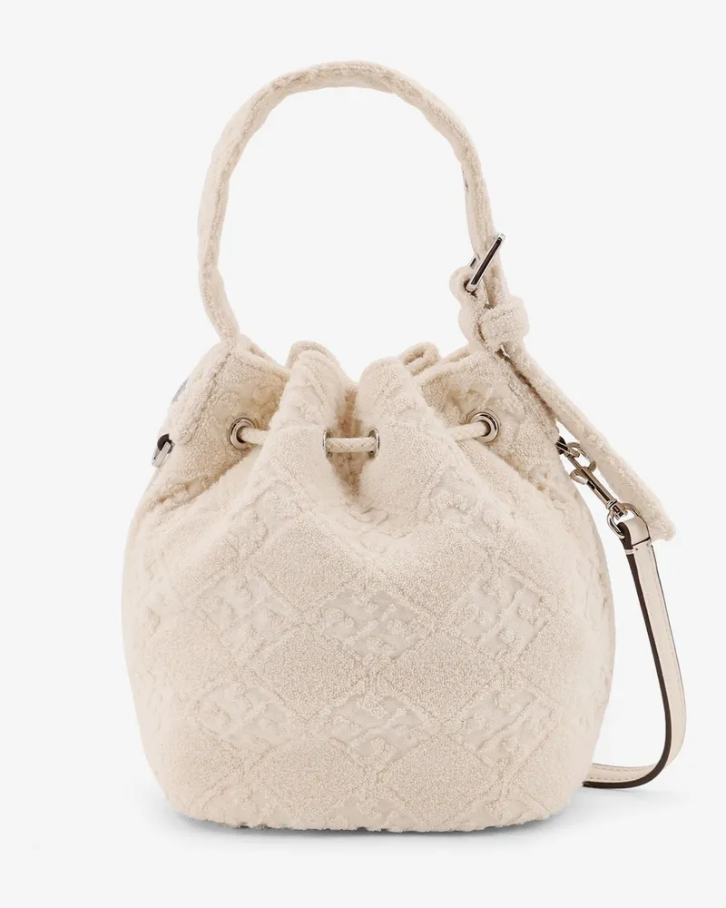 Tory Burch Women's Monogram Terry Mini Canvas Bucket Bag White Body: Cotton White