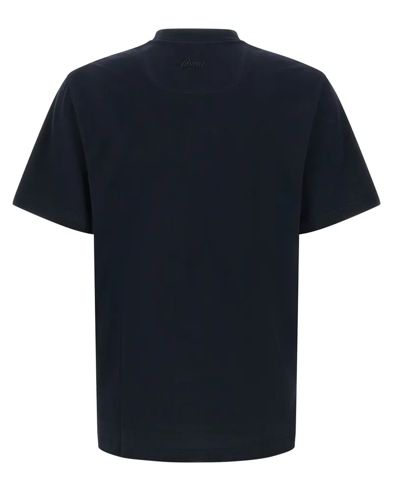 Brioni Men's Blue Cotton T-Shirt Navy