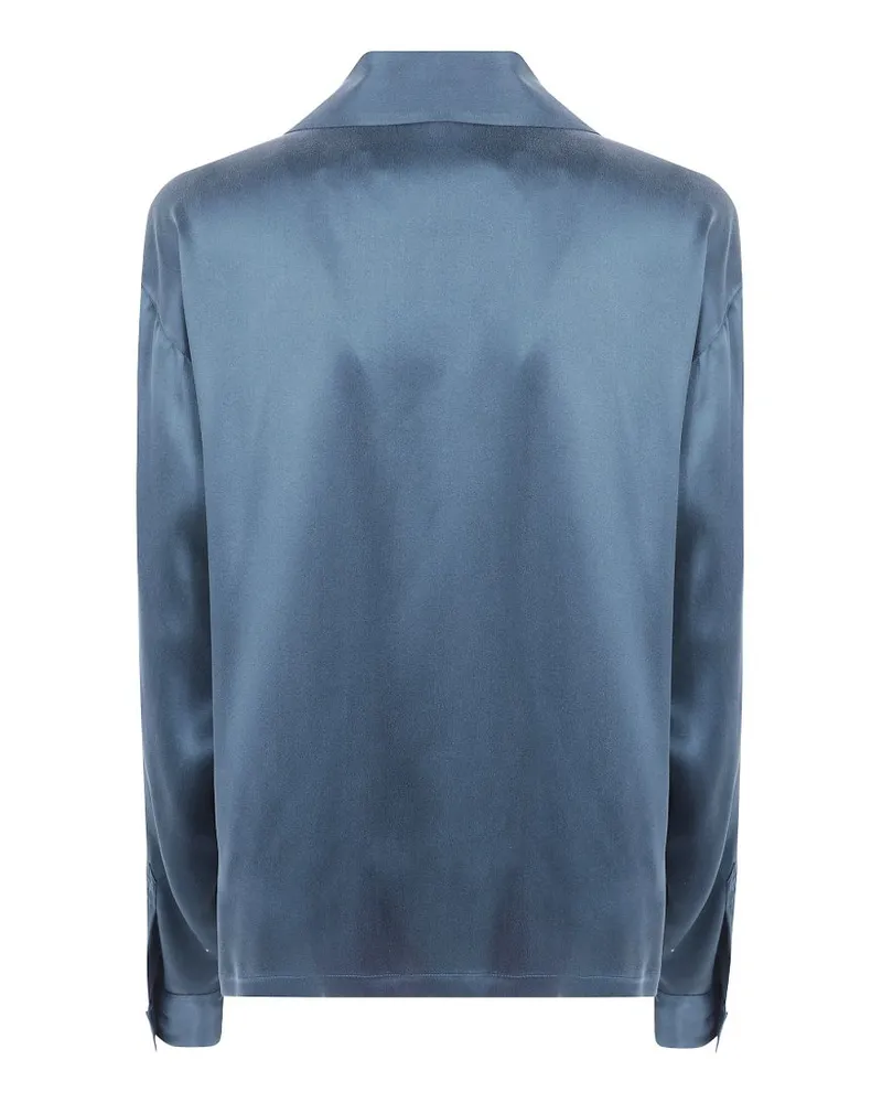 Tom Ford Women's Blouse Powder Blue Silk Light Blouses Shirt Blue