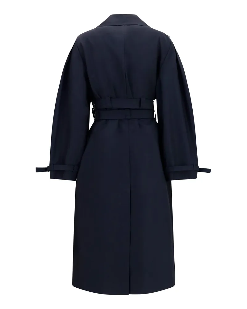 Ganni Women's Double-Breasted Cotton Trench Coat With Double Belt Black Black