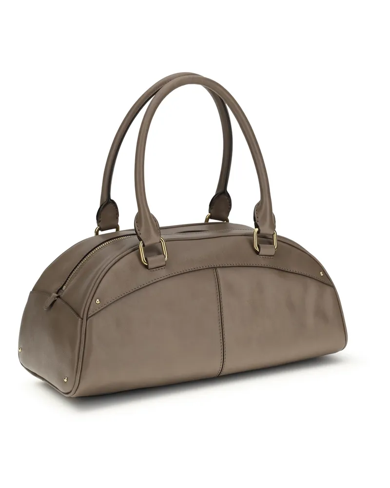 Chloé Women's Bowling Handbag Deep Taupe Calf Leather Handbags Hand Bags Gray