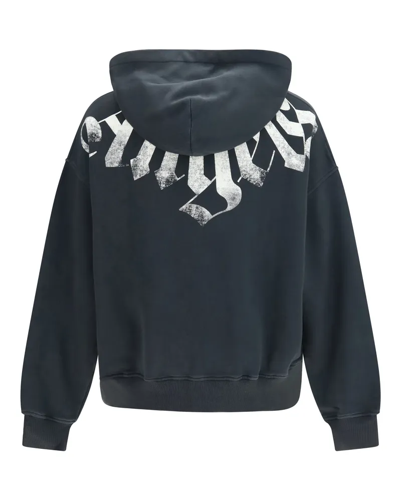Palm Angels Men's Hooded Zip Sweatshirt Black-Off White Cotton Sweatshirts Sweater Black