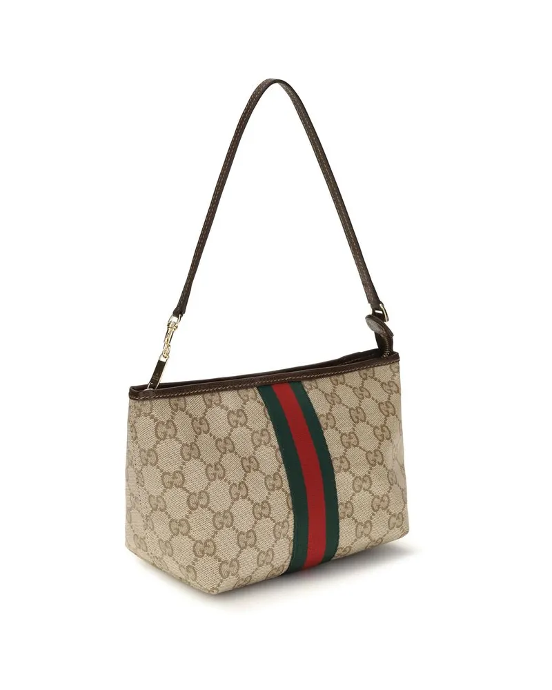 Gucci Women's Pouch Shoulder Beige Cotton Linen Polyurethane Beige
