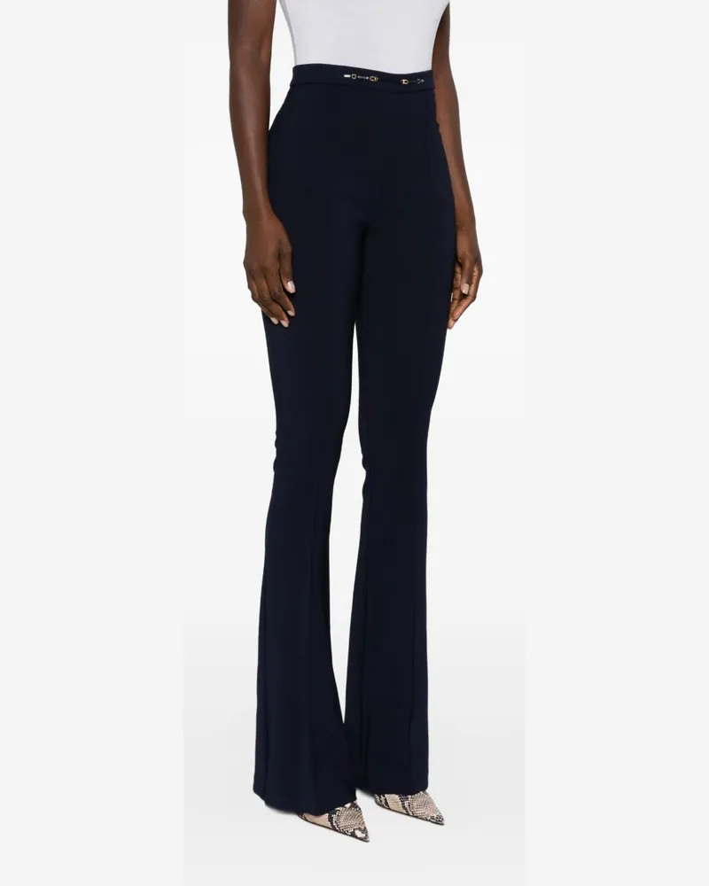 Elisabetta Franchi High-Waist Flared Trousers — Navy Navy