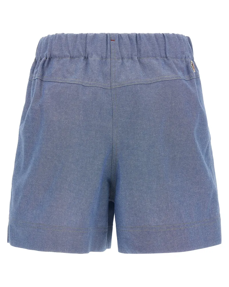Moncler Women Blue Cotton Bermuda Shorts Blue