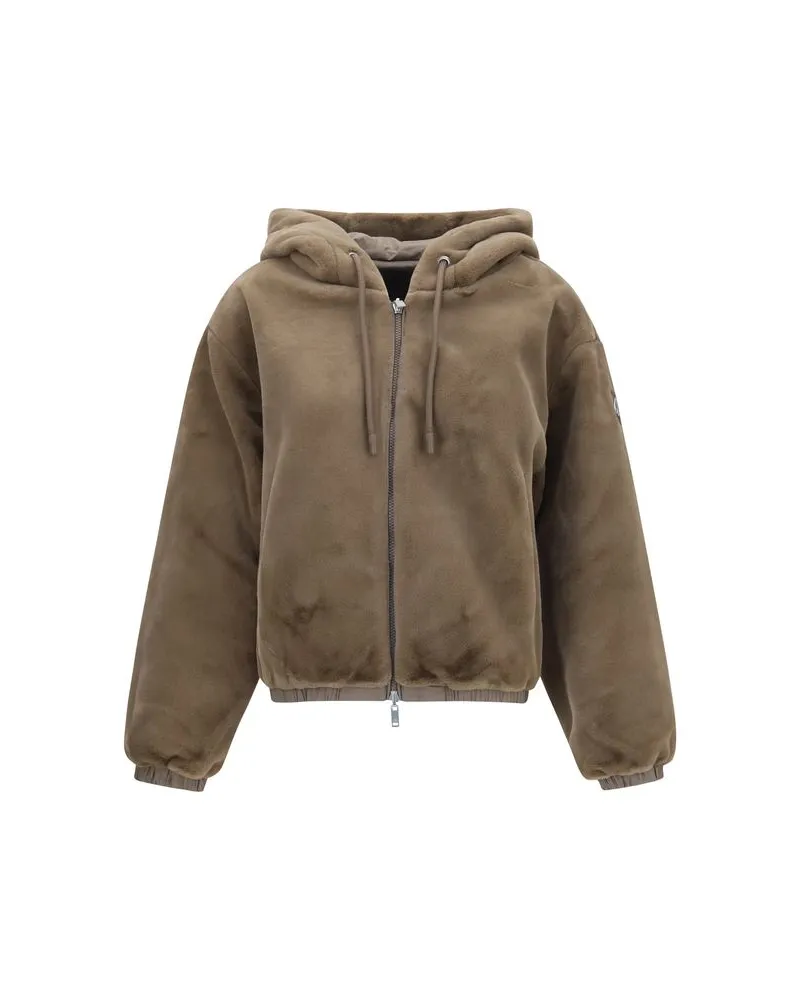 Moose Knuckles Women's Brown Faux Fur Sweatshirt Clothing Brown