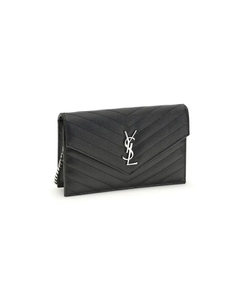 Saint Laurent Women's Black Calf Leather Bos Taurus Shoulder Bag Accessory Black