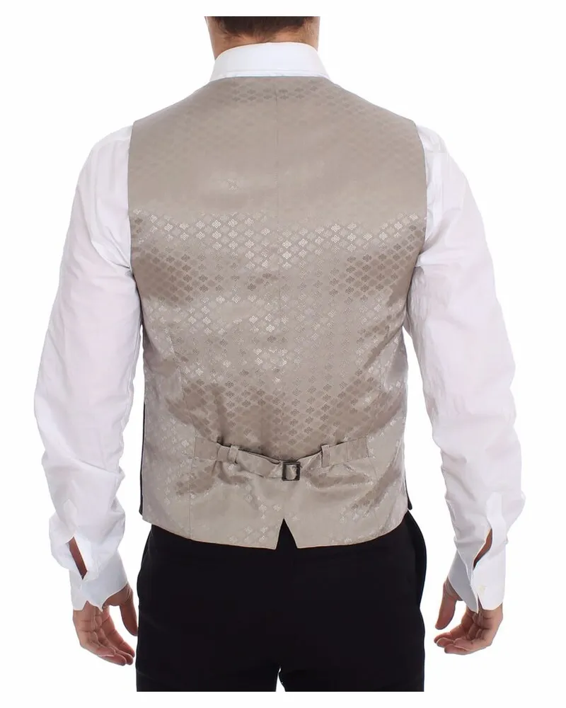 Dolce & Gabbana Men's Black Cotton Dress Vest Blazer Jacket Black-White Silk Black/white Black