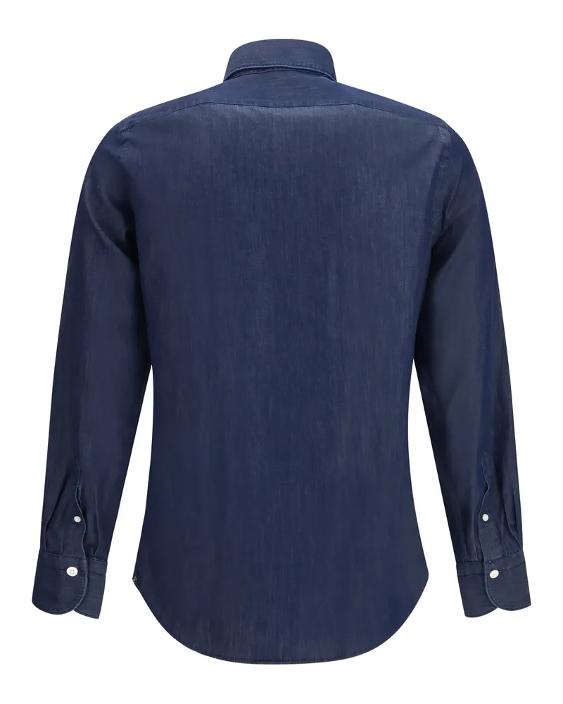 Finamore 1925 Giza 45 Denim Shirt — Navy Navy