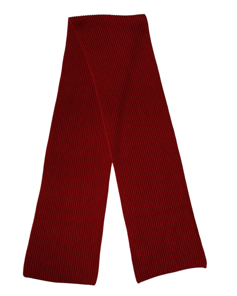 Dolce & Gabbana Red Wool Knitted Neck Wrap Shawl Men Scarf Red