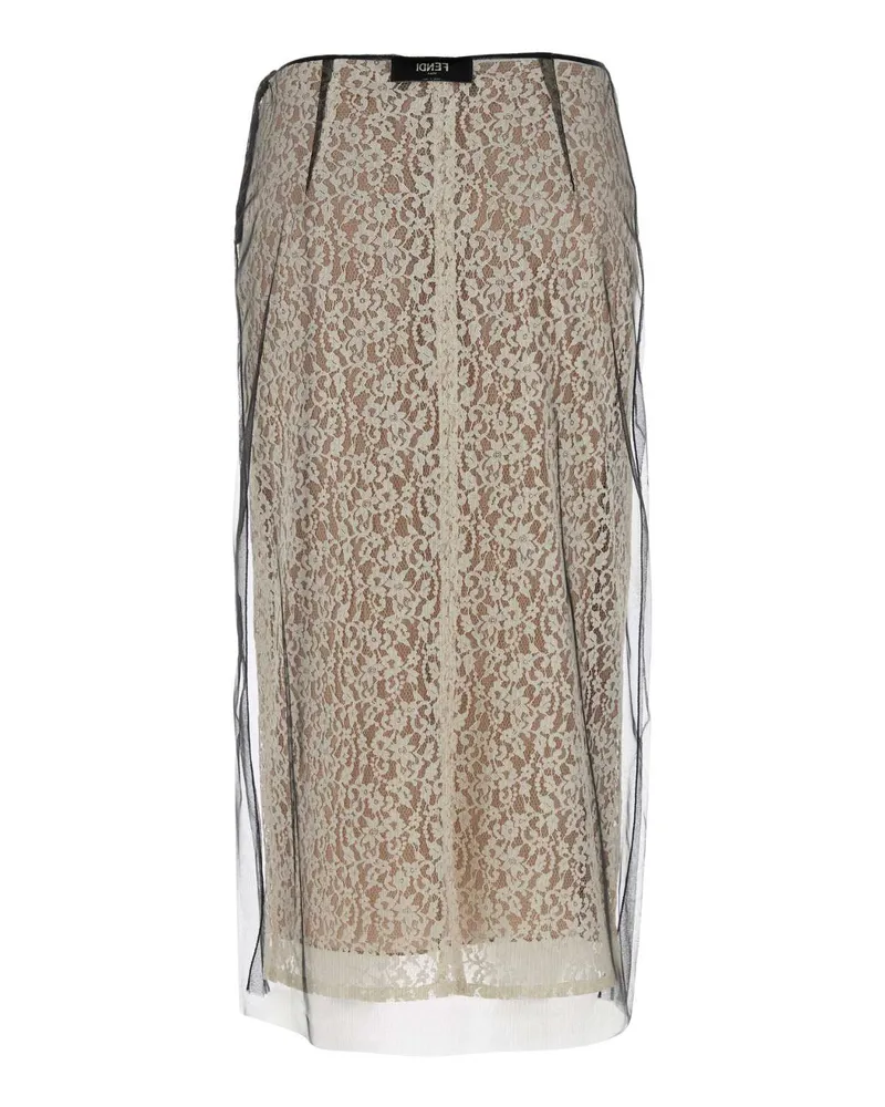 Fendi Fq7641aup7 F1t48 White Exterior: Nylon Lining: Silk Gonne Skirt White