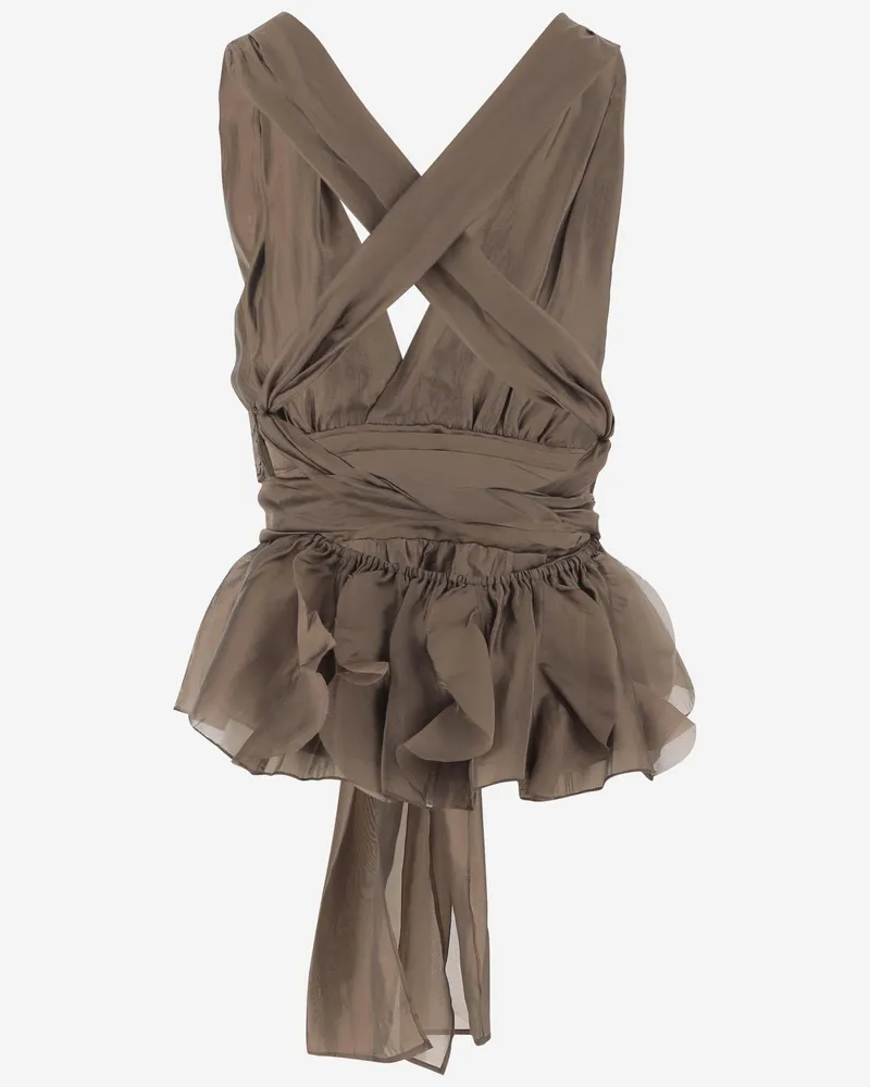 The Garment Women's Halter Top Gilian Khaki Viscose Blend Tops Khaki