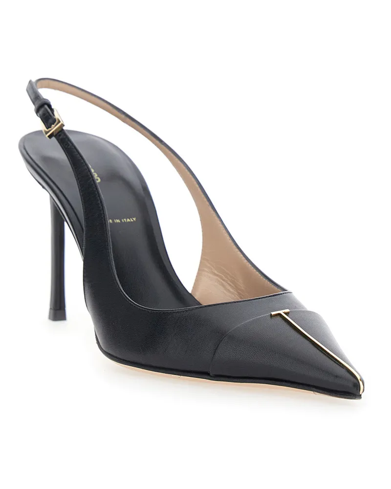Tom Ford Women's Slingback Pumps Black Leather Goatskin Black