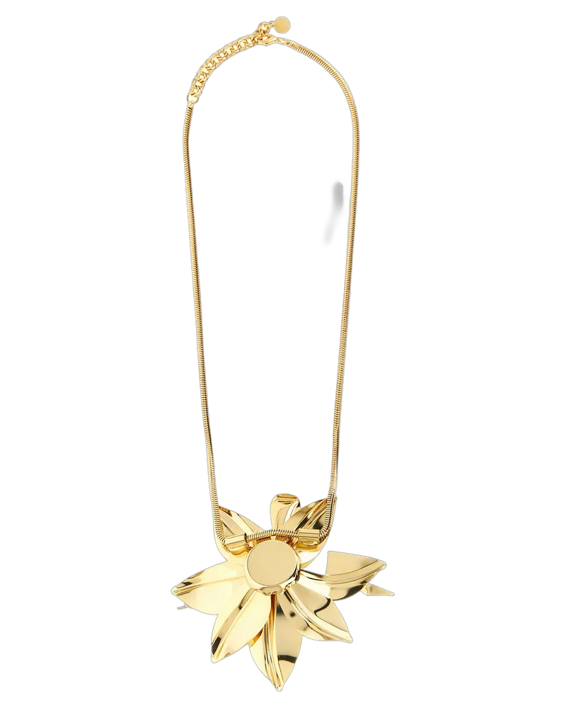 Paco Rabanne Gold-Plated Brass Flower Pendant Necklace — Gold Gold