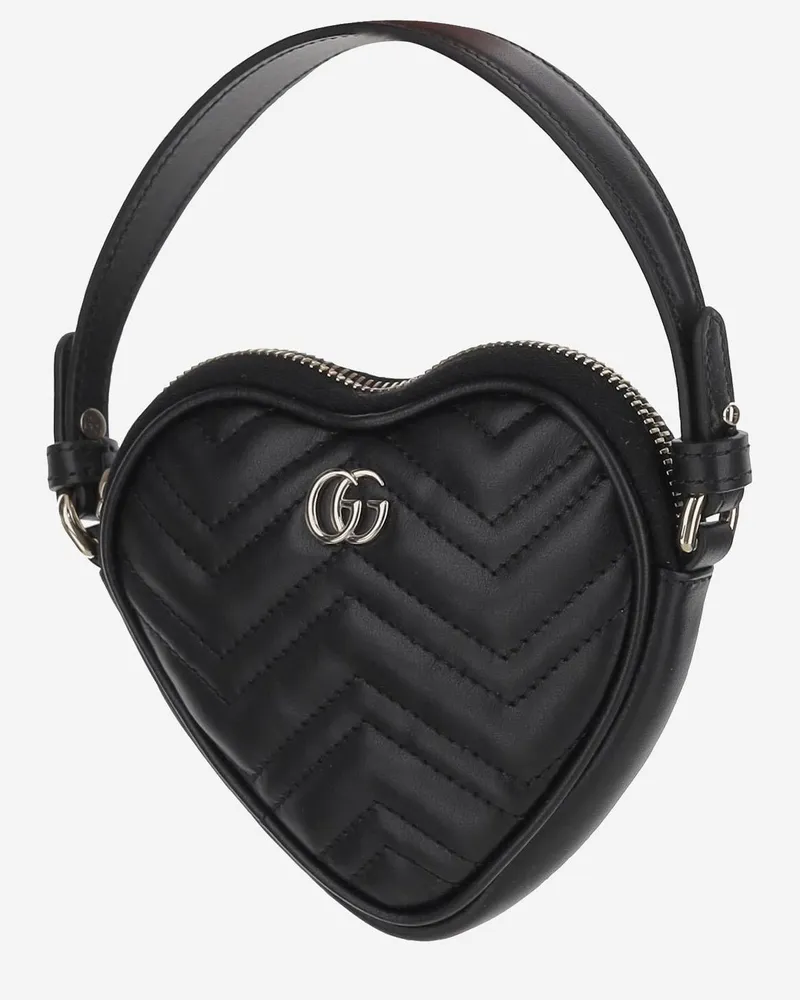 Gucci Women's Mini Gg Marmont Bag Black Calf Skin Shoulder Black