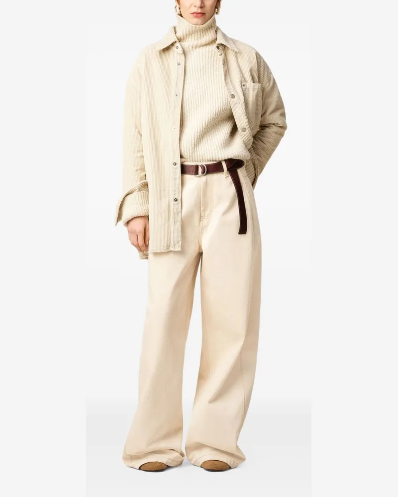 AMI Paris Super Wide Denim Jeans — Cream Cream