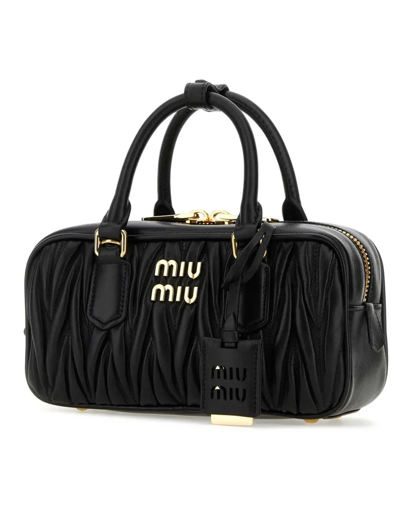 Miu Miu Lambskin Leather Top Handle Bag — Black Black