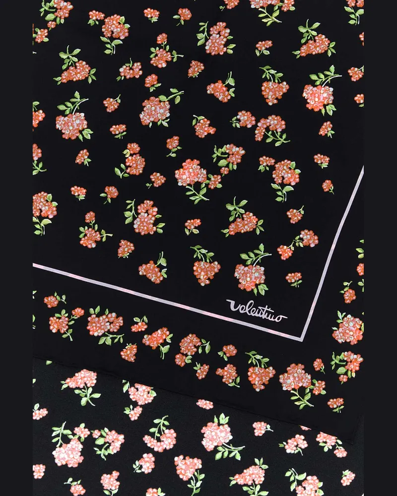 Valentino Garavani Women's Printed Silk Foulard Nerorosaverderosa Exterior: Sciarpe E Scarfs Black