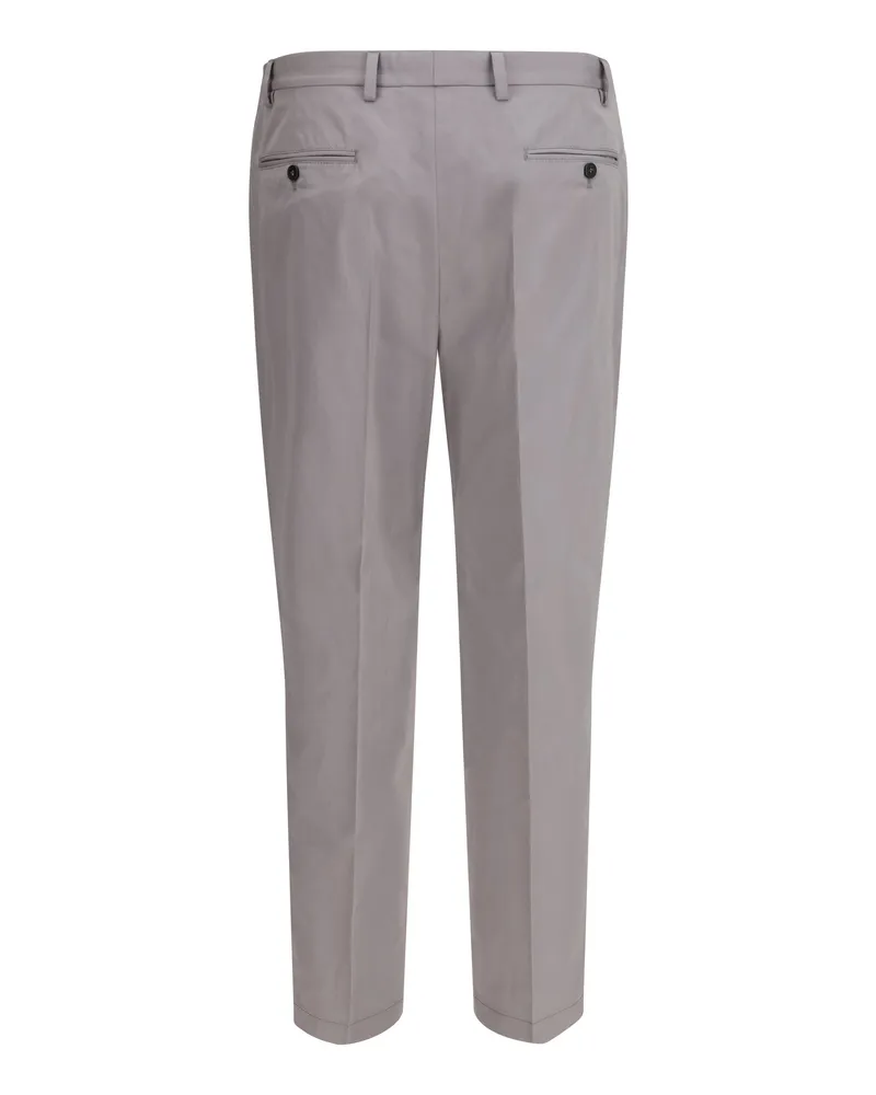 Prada Tailored Cotton Poplin Trousers — Gray Gray