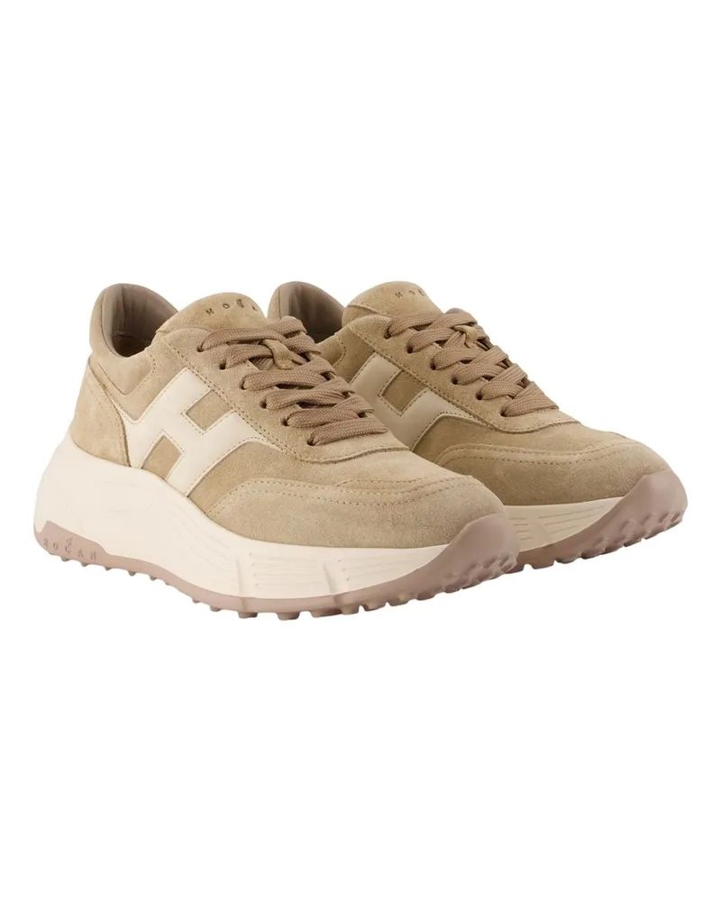 Hogan Women's H669 Allacciato H Sneakers -  Leather Beige Calfskin Shoes Beige