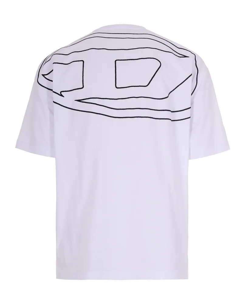 Diesel Men T-Shirt Boggy Megoval-D White Cotton T-Shirts And Polos White