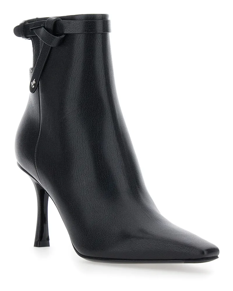 Jimmy Choo Women's Black Ankle Boots With Knot Detail Leather Black