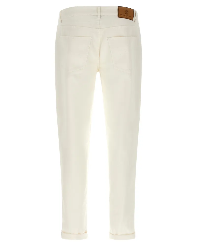 Brunello Cucinelli Traditional Fit Denim Jeans — Cream Cream