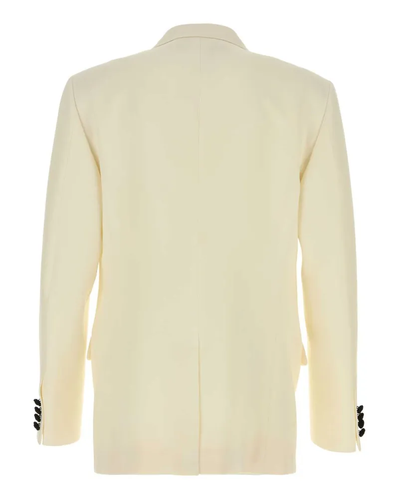 Valentino Garavani Men's White Wool Blazer Avorionero Giacche E Gilet Jacket White