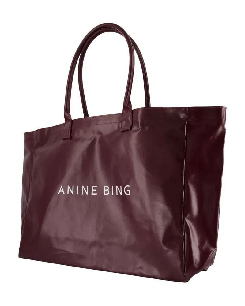 Anine Bing Women's Leo Tote Bag -  Cotton Burgundy Totes-Shopping-Bags Burgundy
