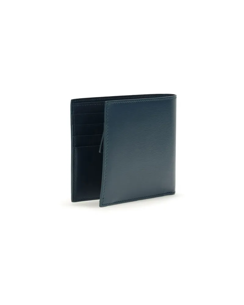Ferragamo Men's Blue Calf Leather Bos Taurus Wallet Blue