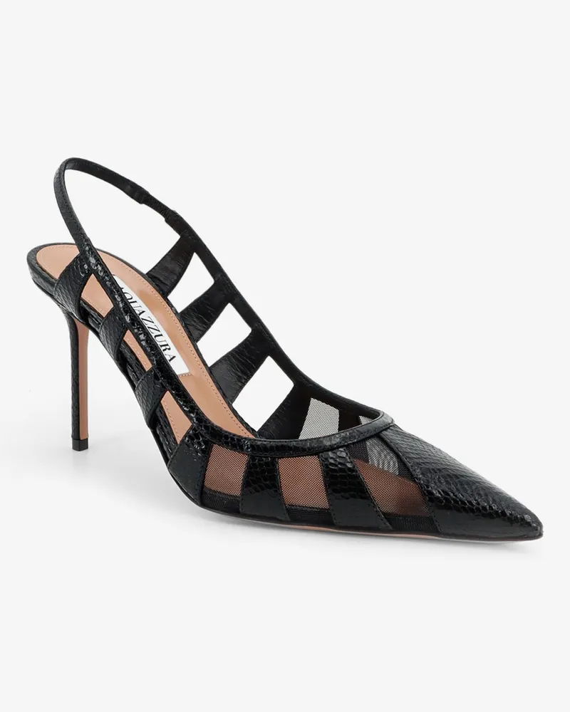 Aquazzura Women's Leather Décolleté Black Leather-Mesh Pumps Leather/mesh High Heel Shoes Black
