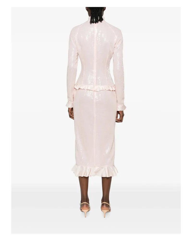Alessandra Rich Sequin Silk High Neck Dress — Pink Pink