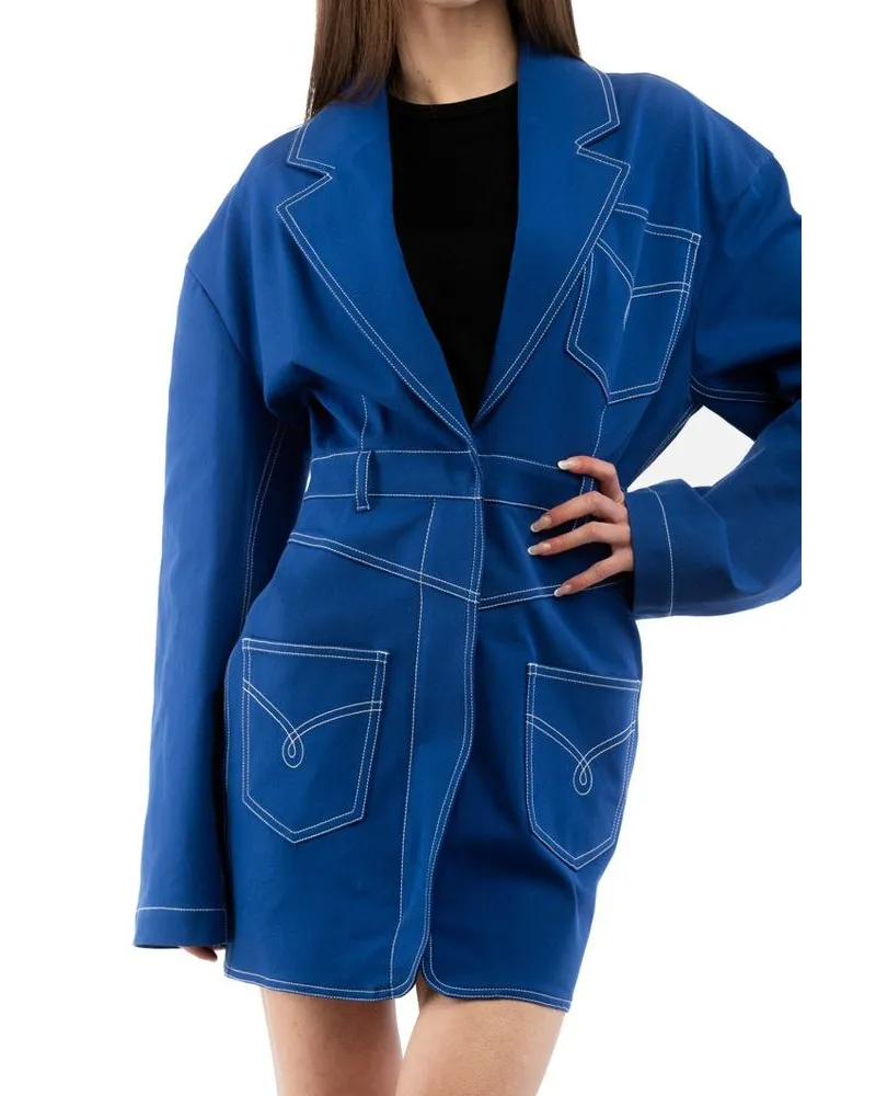 Moschino Women's Multicolor Cotton Casual Dress Blue