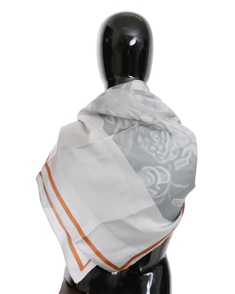 CoSTUME NATIONAL Women's Gray Red Silk Shawl Foulard Wrap Scarf Gray