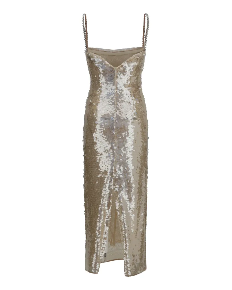 NISSA Women's Midi Sequin Dress Off White Nylon White