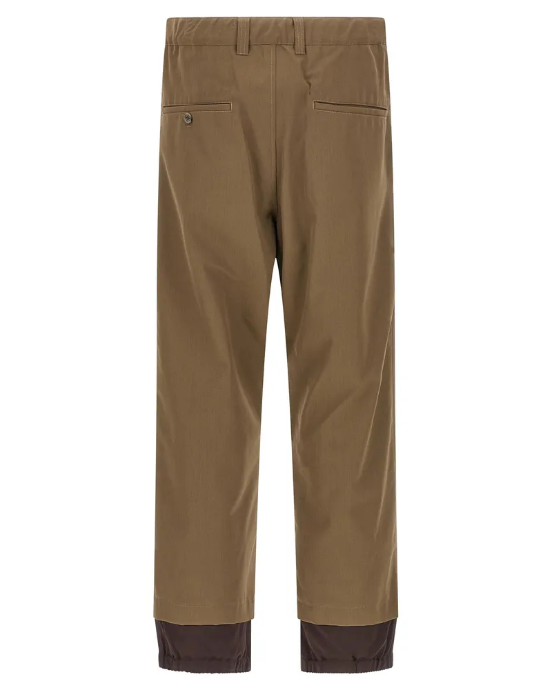 MIHARAYASUHIRO Men's Bicolor Polyester Casual Pants Brown
