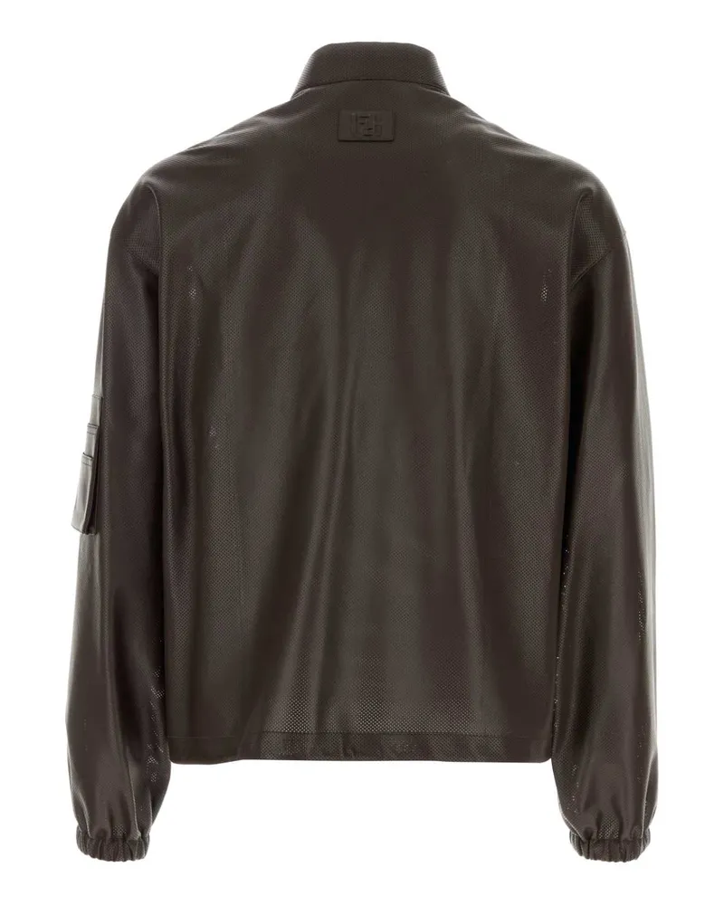 Fendi Men's Chocolate Nappa Leather Bomber Jacket Moka Exterior: Lamb Giacche E Gilet Brown