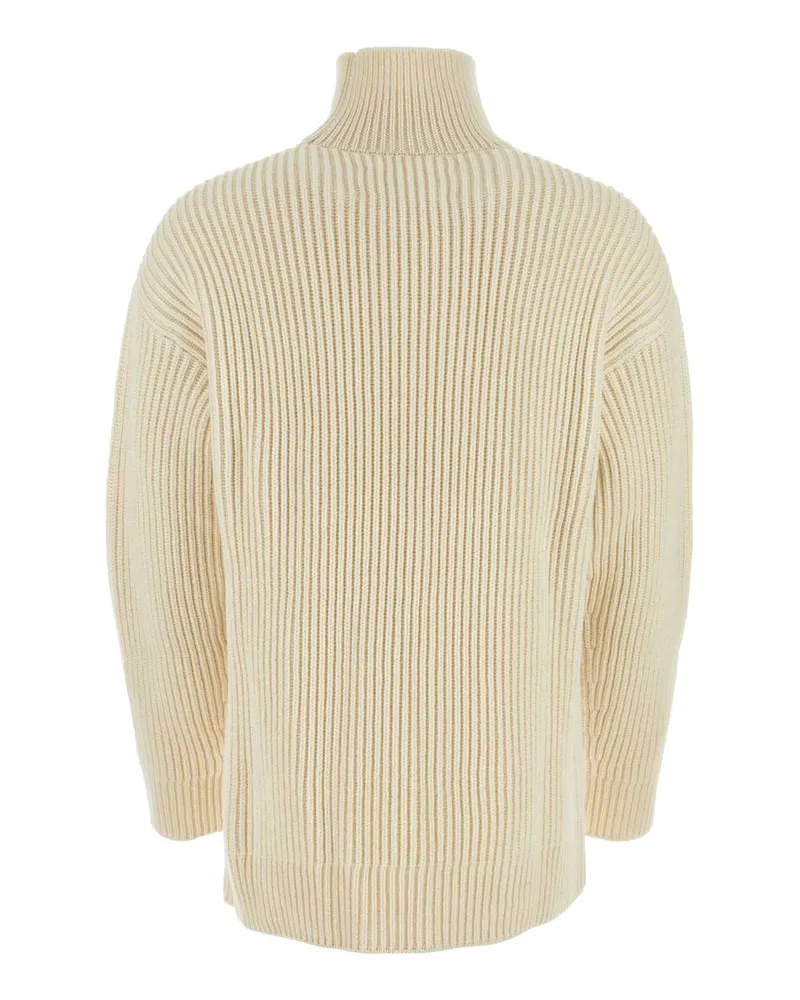 Jil Sander Men's Ivory Wool Sweater 106 Exterior: Maglieria Ivory
