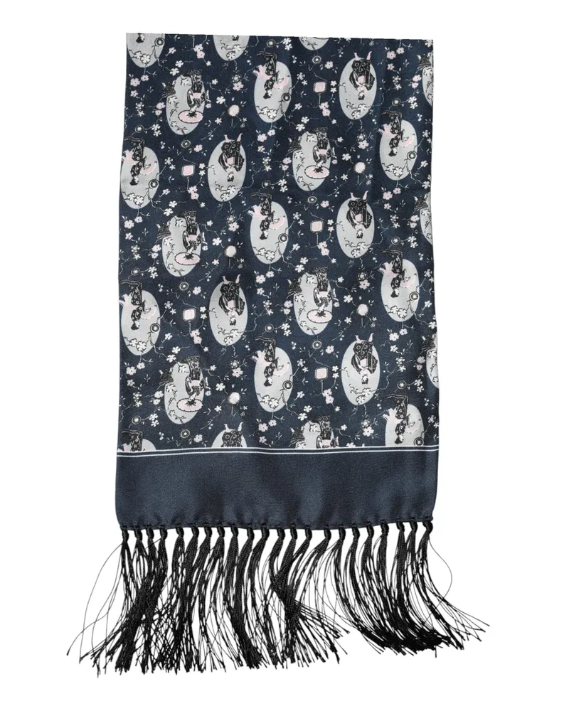 Dolce & Gabbana Navy Blue Silk Neck Wrap Shawl Men Scarf Navy
