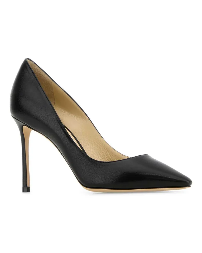 Jimmy Choo Women's Black Leather Romy 85 Pumps Plastic Salpa Metal Scarpe Con Tacco High Heel Shoes Black